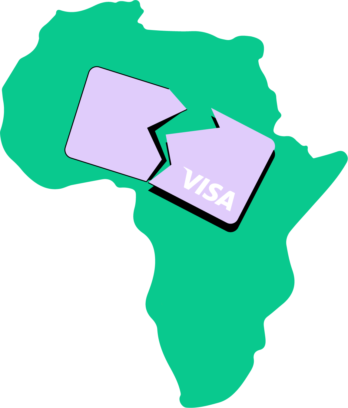 africas map with broken card